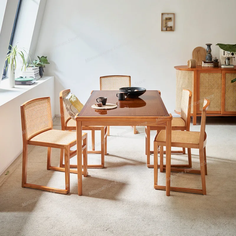Japanese Wabi-Sabi Dining Tables Modern Minimalist Stackable Backrest Chairs Restaurant Dining Table Chair Set Furniture