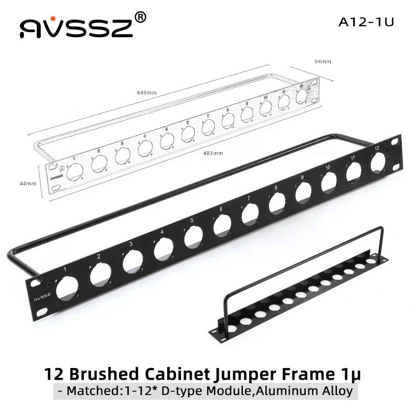 AVSSZ Kast Patchpaneel 19 "8 12 16 24 Kanalen 1U 2U Lege Blind Plaat Past D type XLR RJ45 Netwerk Luidspreker Socket Connector