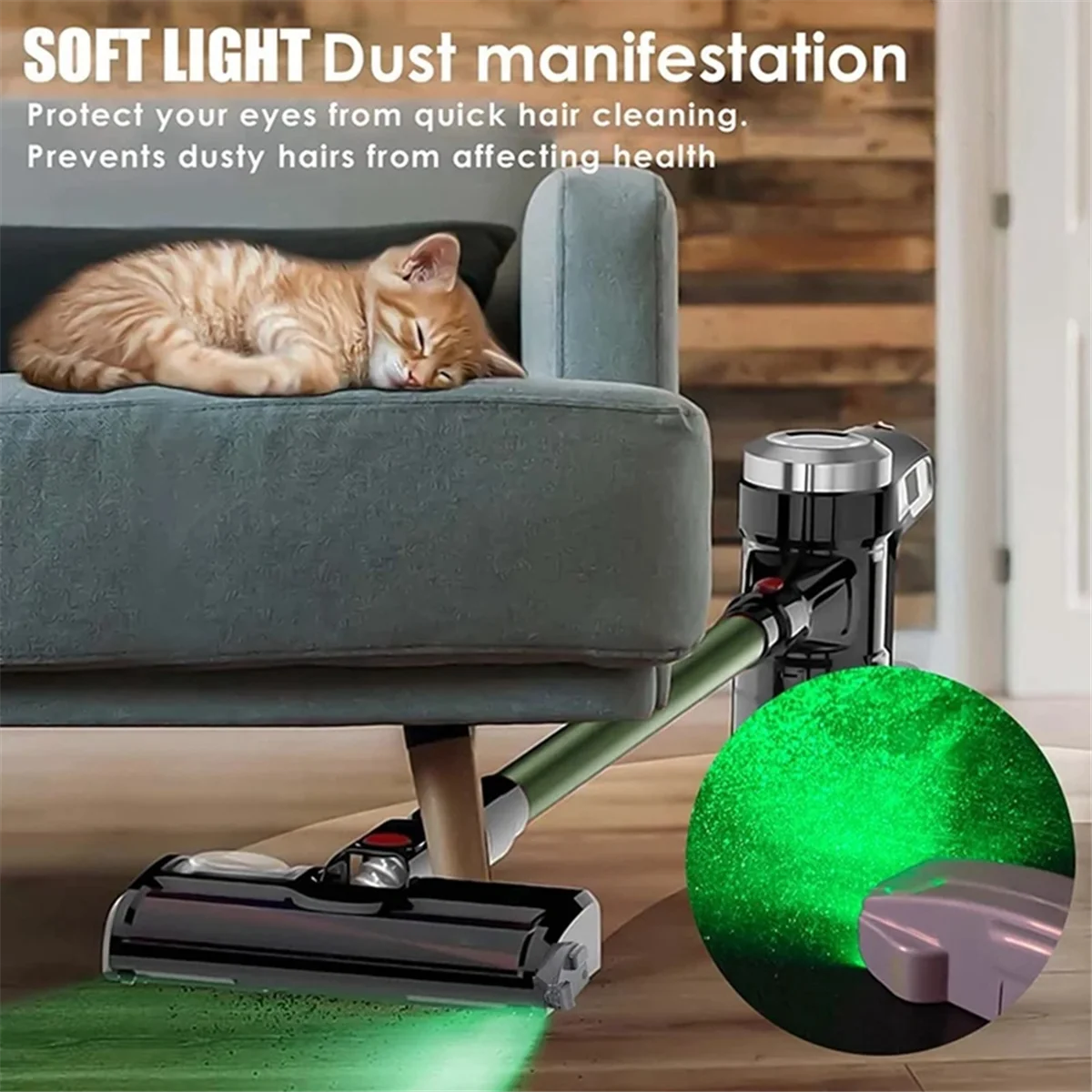 2Pcs Vacuum Cleaner Dust Display LED Lamp Clean Up Hidden Dust Pet Hair Vacuum Cleaner Accessories for Home Pet Shop