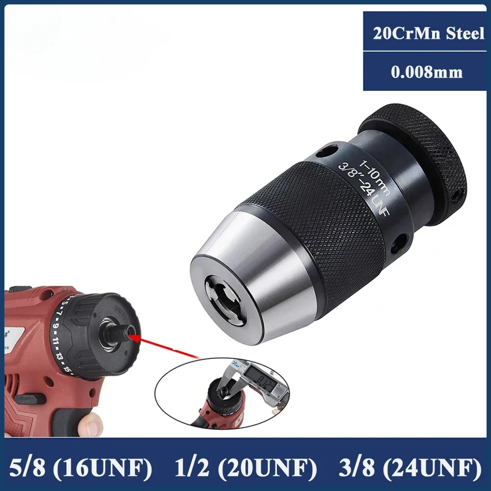 

ZCD 16UNF 20UNF 24UNF Thread Dril Chuck Collet Chuck 3/8-24UNF 1-16 5/8-16UNF Keyless Self-tightening Chuck for Drilling Machine