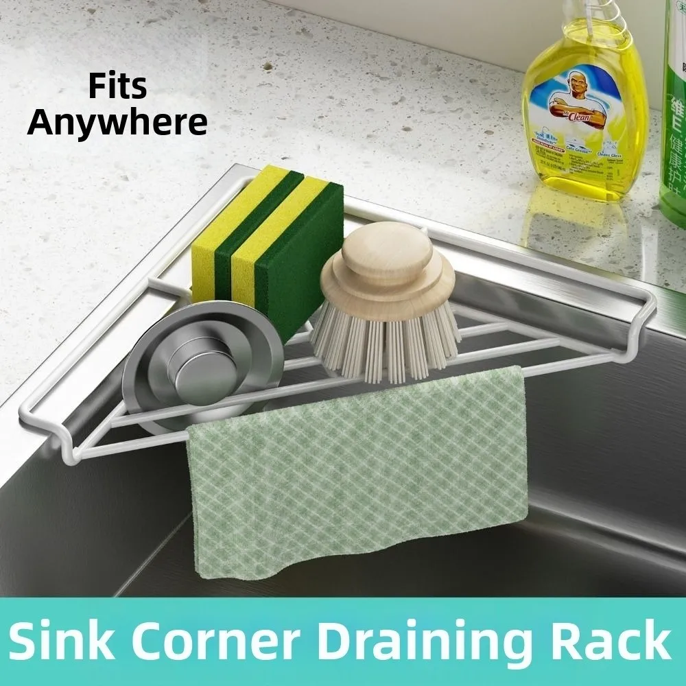 Waterproof Sink Corner Rack Punch-free Quick Water Drainage Sponge Drying Rack Plastic Anti-rust Sink Storage Holder Bathroom