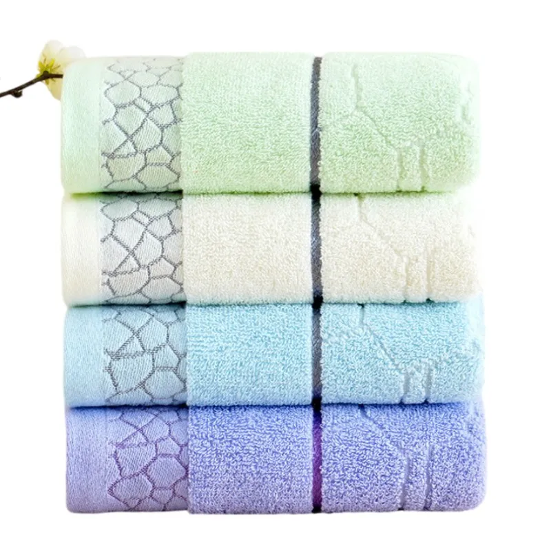 Lilac Green Cotton Bath Towels Set - 1/4/6pcs Hotel Quality Quick-Dry Thick Embroidered Towels 34x74cm 70x140cm for Adults