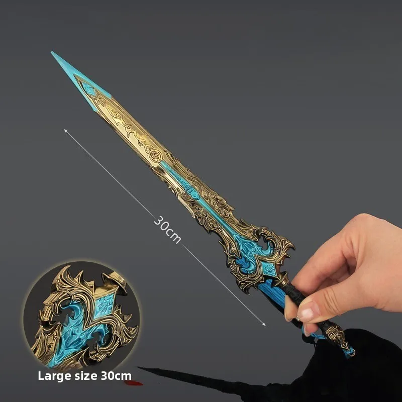 30 سنتيمتر/11.8in استثمار الآلهة السيف سلاح نموذج معدني أنيمي تأثيري الأجهزة الطرفية تحصيل عرض مكتب اللعب في الهواء الطلق