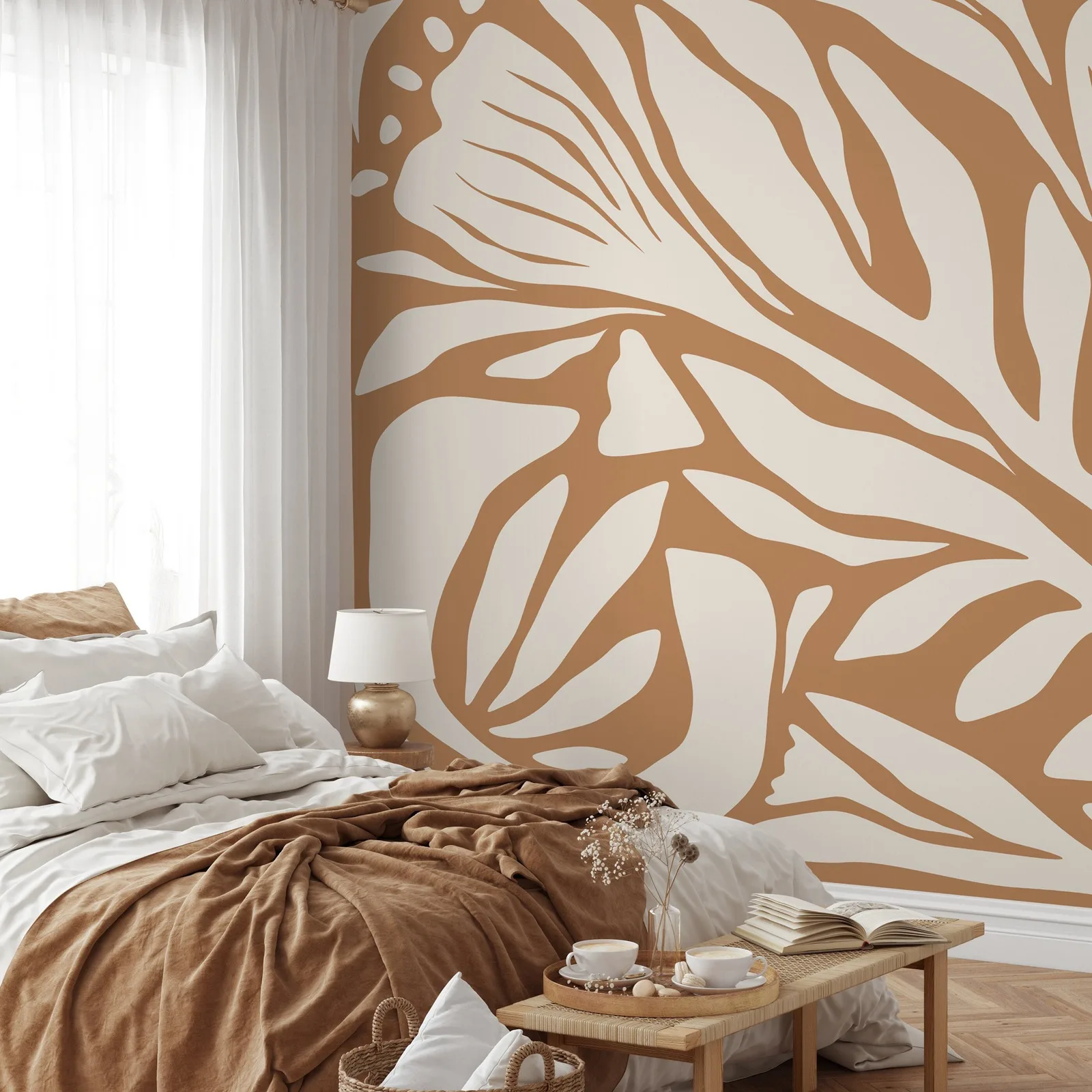 Orange Abstract Art Wallpaper Contemporary Mural, Abstract Wall Mural