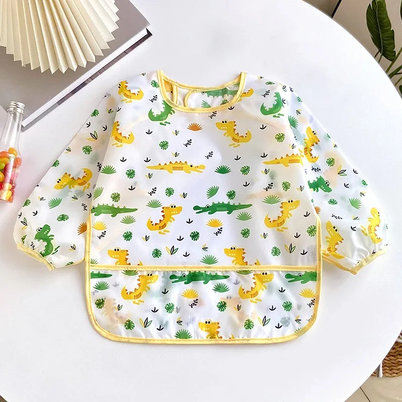 Baby Lätzchen niedlich bunte Cartoon wasserdicht Lätzchen Säugling essen Kinder zeichnen Langarm Schürze selbst füttern Baby 0-3 Jahre – Detail 6