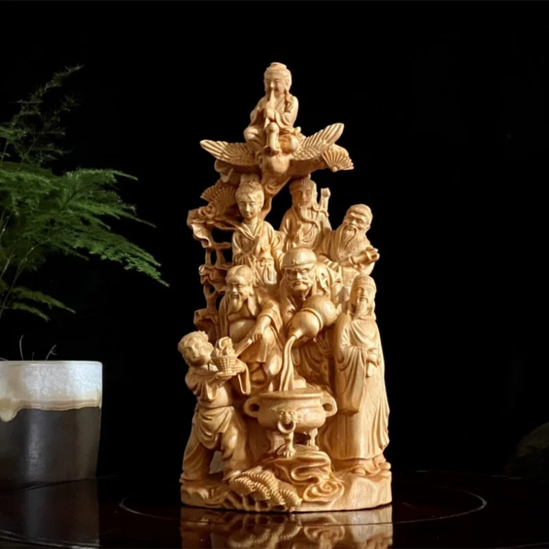 

Factory Direct Supply Arborvitae Wood Carving Eight Immortals Crossing the Sea Decoration Wood Carving Crafts Home Desktop Decor