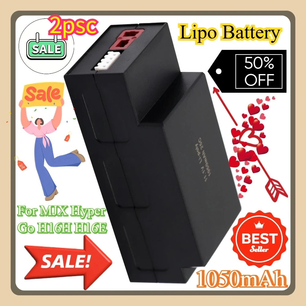 

2pcs For MJX Hyper Go H16H H16E 1/16high Speed R/C Toy Car Remote Control Off-road Truck Parts 3S 11.1V 1050mAh Lipo Battery