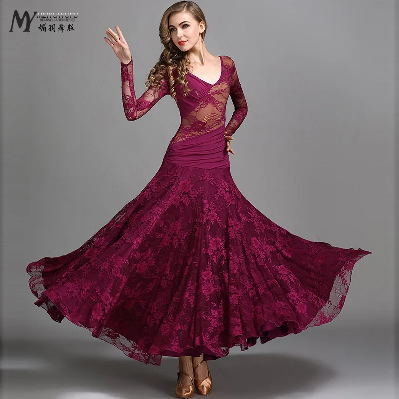 

High Quality Women Adult Long Dance Wear Brilliant Flame Costumes custom Ballroom Dancing Dress