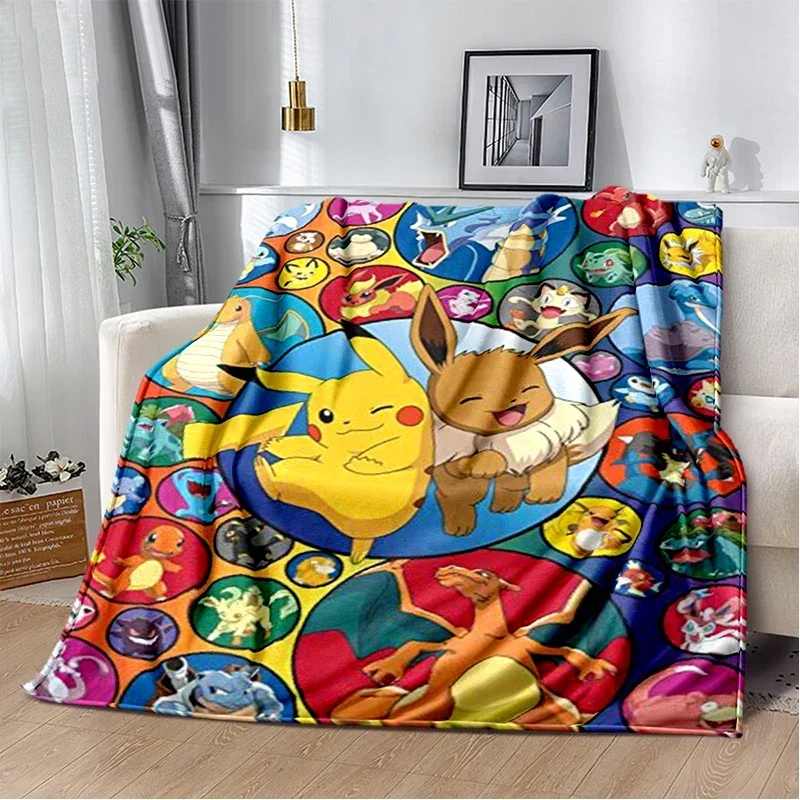 Pokémon Pikachu Cartoon Anime getta coperta per bambini super morbida per divano da viaggio divano letto da picnic carino coperta di flanella regalo di compleanno