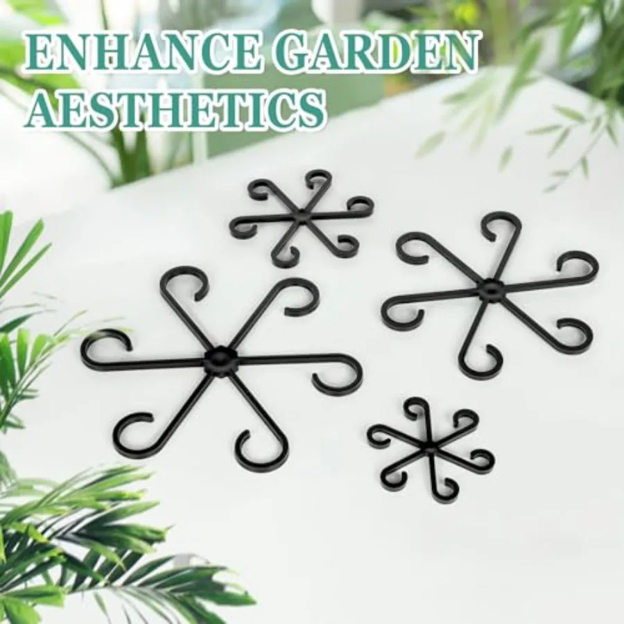 8PCS indoor plant stem support clips for Monstera, metal alloy with black matte finish, rust-resistant and adjustable for flexi
