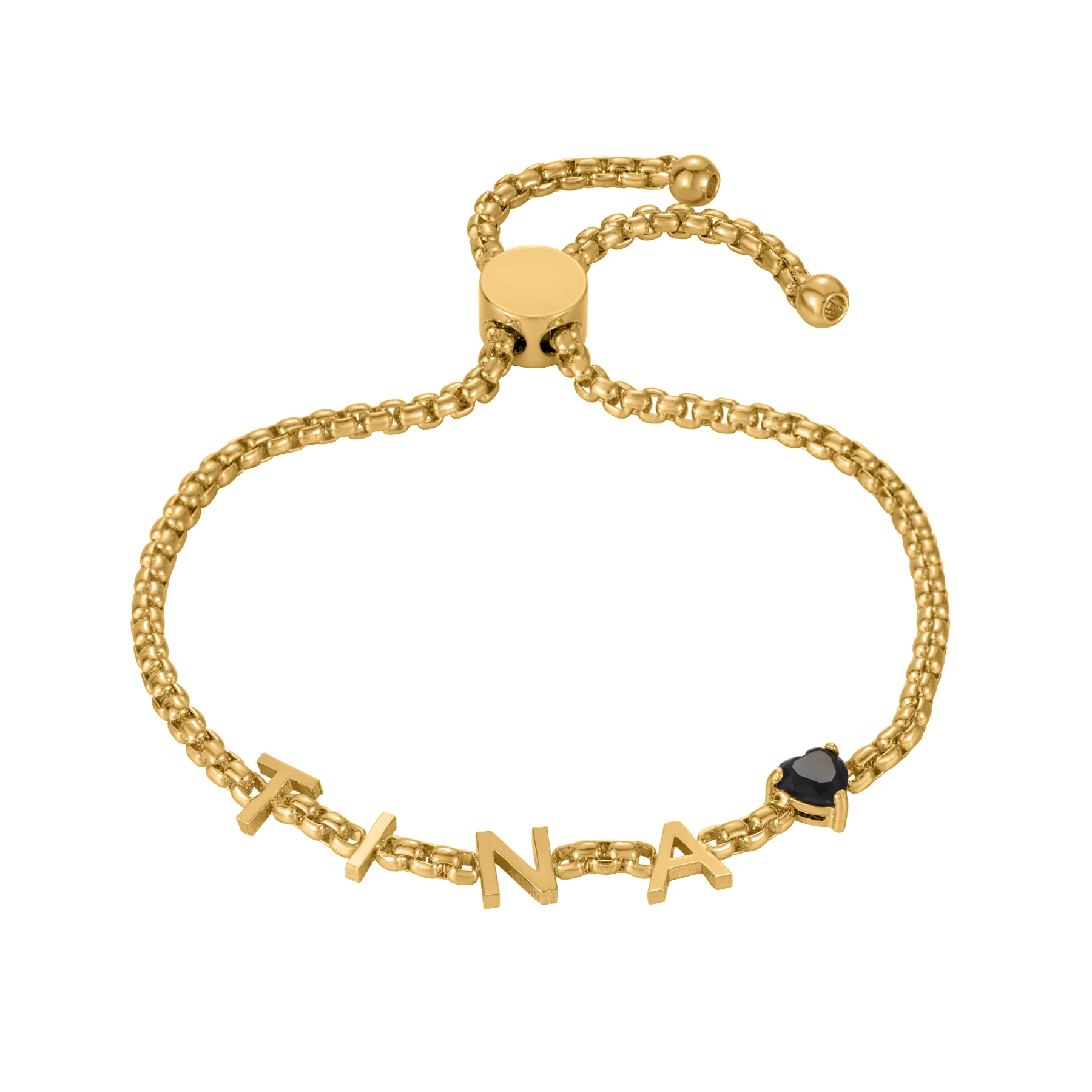 Custom Birthstone Bracelet Personalized Initial Charm Gemstone Accent Gold Plated Jewelry Birthstone Themed Bracelets Chirstmas