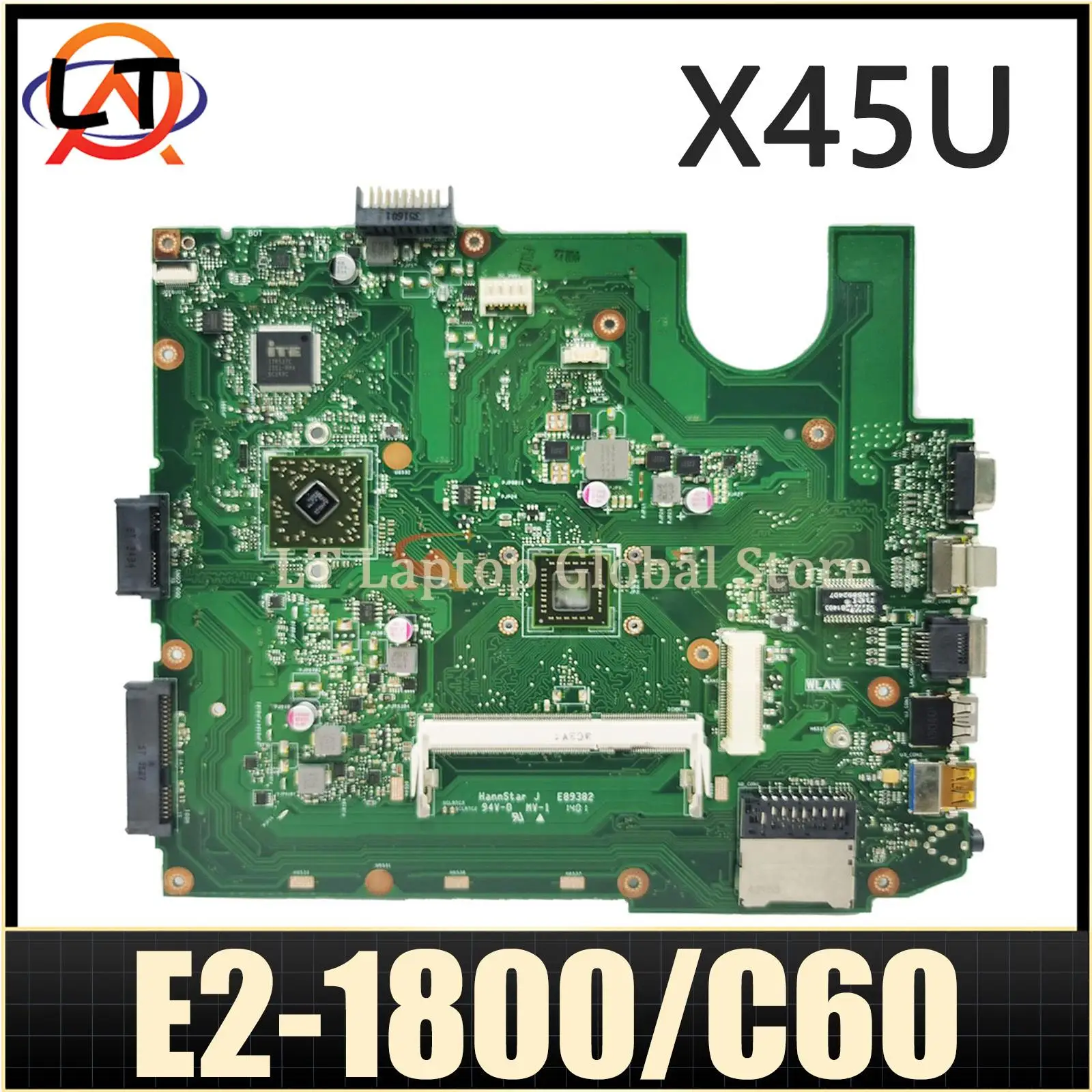 노트북 마더보드 CPU-E2-1800, C60, ASUS X45U X45 용, 100% 테스트 OK