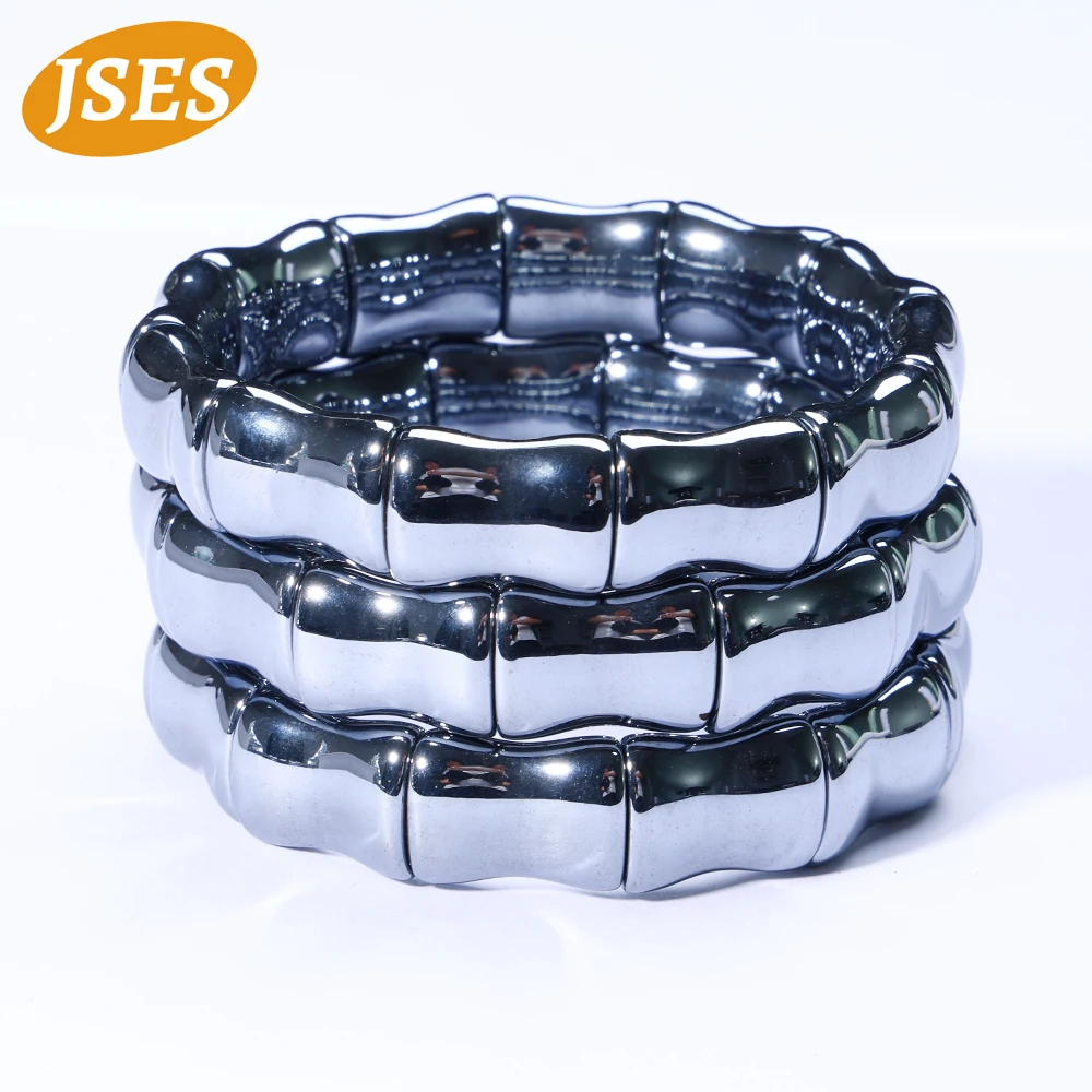 

JSES Natural Terahertz Bracelet Spacer Loose Gemstone Beads Bangle For Women Birthday Party Christmas Gift Elastic Rope Jewerly