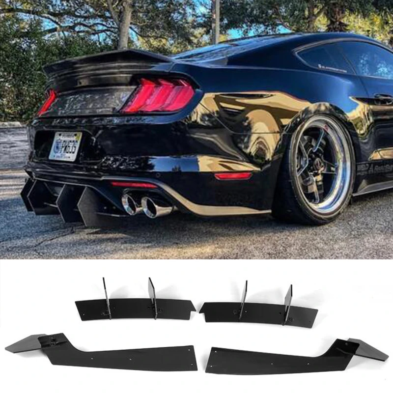 

ABS Black Car Accessories Rear Diffuser Tail Apron Flaps Side Splitter Spoiler for Ford Mustang 2018-2021