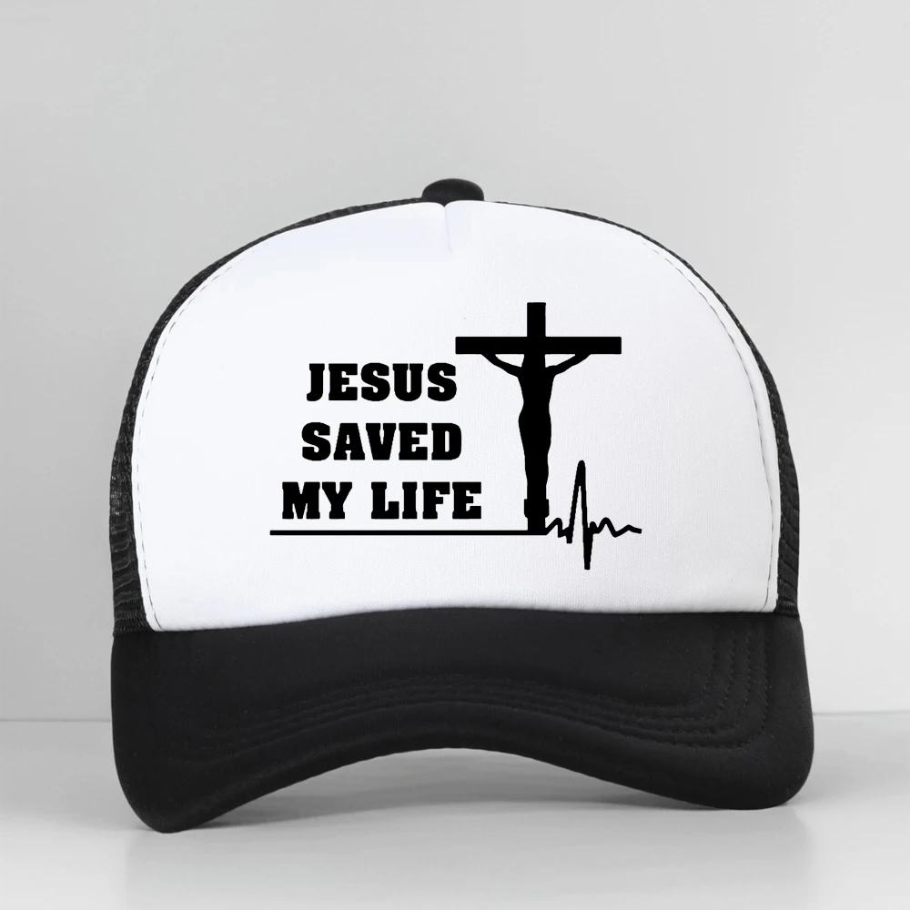 

Jesus Saved My Life Christian Printed Baseball Cap Unisex Dad Hat Mesh Breathable Snapback hats