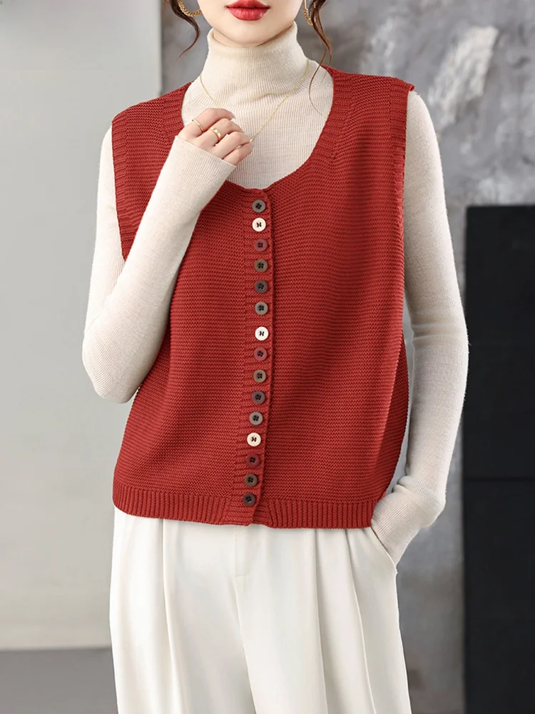 

Вязаный жилет с эффектом похудения, круглый открытый кардиган, женский модный весенне-осенний свободный шерстяной свитер