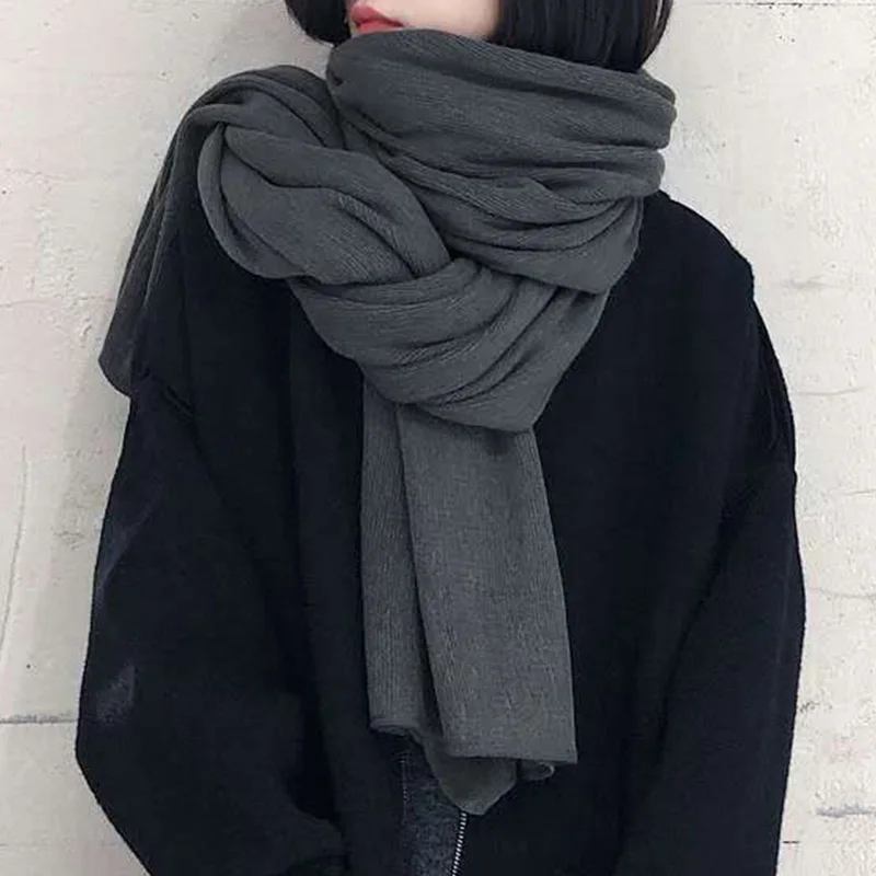 Herfst en winter meisjes zachte nek en heren effen kleur veelzijdige sjaal tweeërlei gebruik lange Koreaanse versie imitatie kasjmier warme sjaal