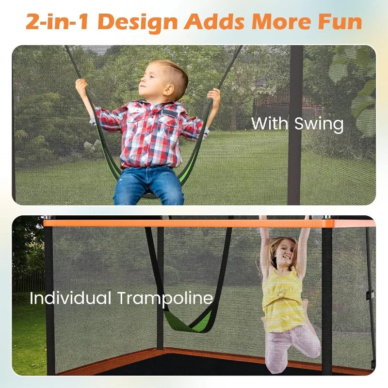 6FT Trampoline with Swing,w/Enclosure Safety Net, Galvanized Steel Frame, Indoor Outdoor