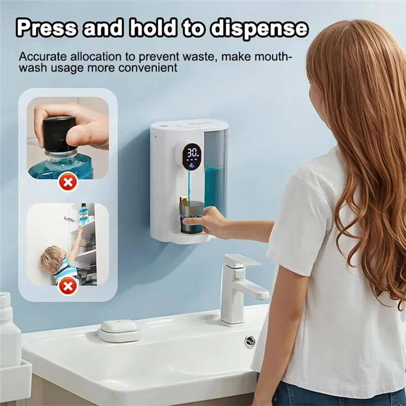 

A7THK-Дзатор для полоскания рта, настенный, с 4 регулируемыми уровнями, включает в себя чашку для ванной комнаты