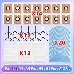 Fit For ( iLife V9 / V9 Pro / G9 / G9 Pro / A12 Pro ) Vacuum Parts Filter Side Brush Mop Cloth Dust Bag Replacement Accessories