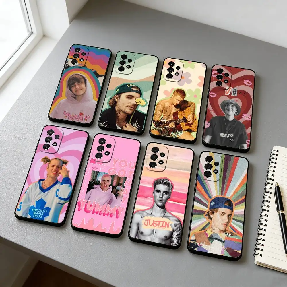 J-Justin B-Bieber S-Singer Phone Case For Samsung S25,S24,S21,S22,S23,S30,Ultra,S20,Plus,Fe,Lite,Note,10,Black Cover