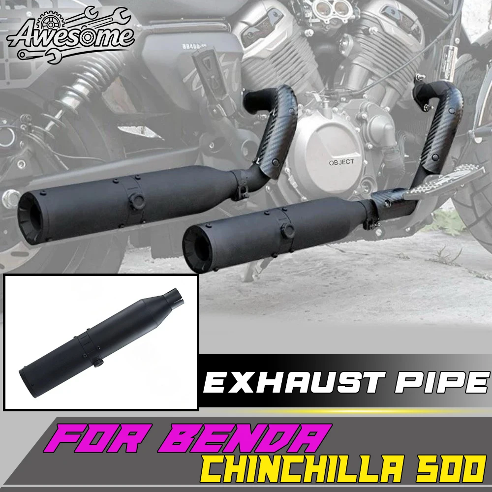 Valved Adjustable Deep Sound Exhaust Pipe Right Dual Outlet Fit For BENDA CHINCHILLA 500 NAPOLEON BOB 500