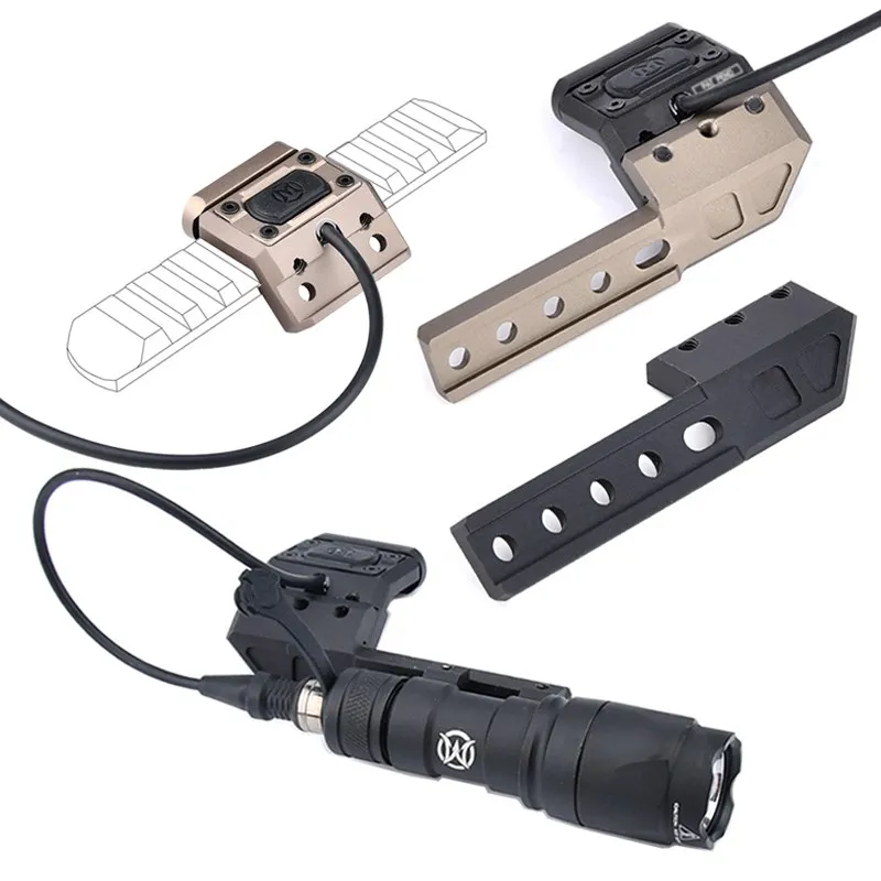 WADSN Tactical Airsoft Lanterna Offset, Mount Base Arma, Rifle Light, ModButton Switch, Flank Scout Tocha, SF M600, M600C, M300