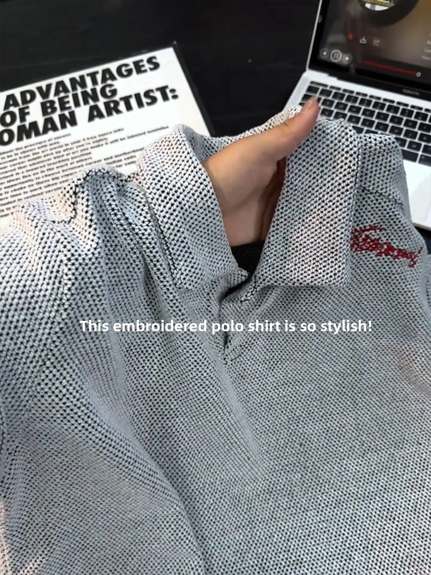 Dragon Scale Texture Embroidered  Shirt Men's Short Sleeve Summer Thin Breathable Knitted T-Shirt Loose Shoulder Half Sleeve