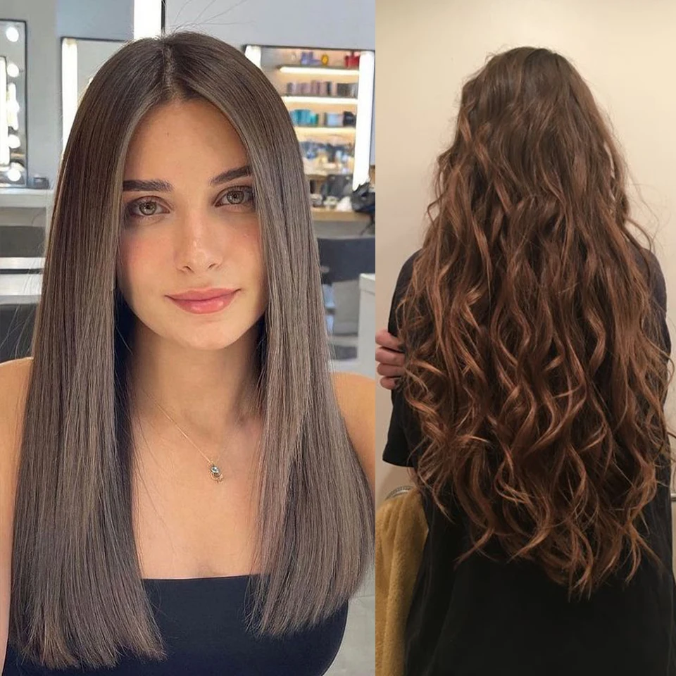 DIFEI-Peluca de cabello rizado largo en forma de U para mujer, extensión Natural Invisible en forma de V, versión mejorada, una pieza