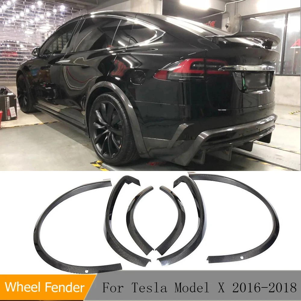 Car Wheel Arches Eyebrow Fender Flares Carbon Fiber for Tesla Model X 2016 2017 2018 Car Mud Splash Mud Flaps Strips Wheel