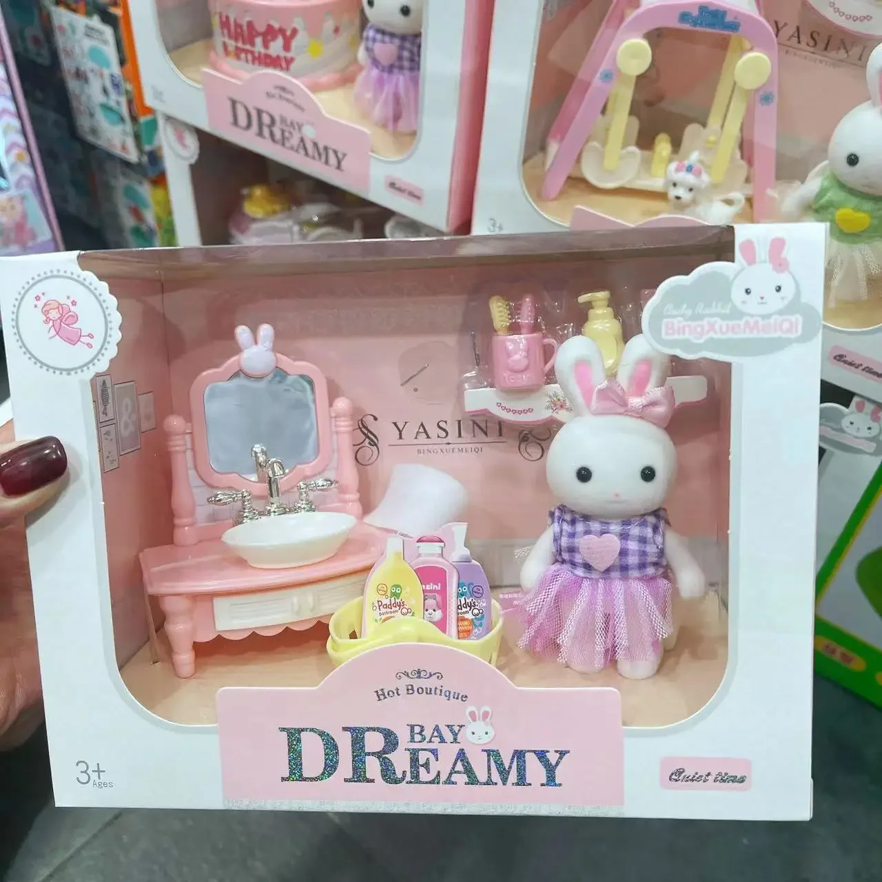 1/12 Micro Dollhouse Rabbit Family Kitchen Toy Miniature Furniture Set Simulation Baby Crib Bathroom Forest Family Party Gifts