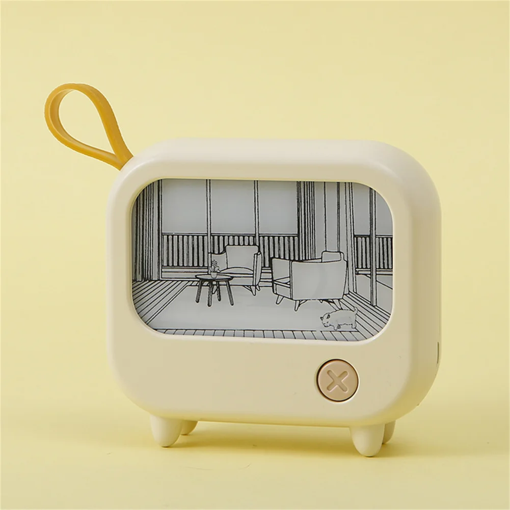 Cute TV Painting LED Night Light 2-Level Lighting Learning Table Lamp USB Charging Mini Desktop Light Birthday Gift