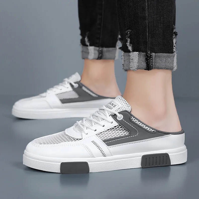 

2025 Hot Selling Men's Breathable Thin Hollow Mesh Casual Shos, Lightweight White Board Shoes, Anti Odor Mesh Shoes