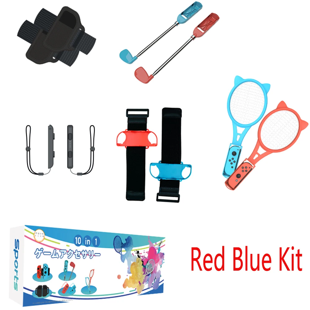 Schakelaar Sport Accessoires Bundel Voor Nintendo Switch Oled Sport Game Joycon 10In 1 Kit Met Controller Bandjes Pols Dans Racket