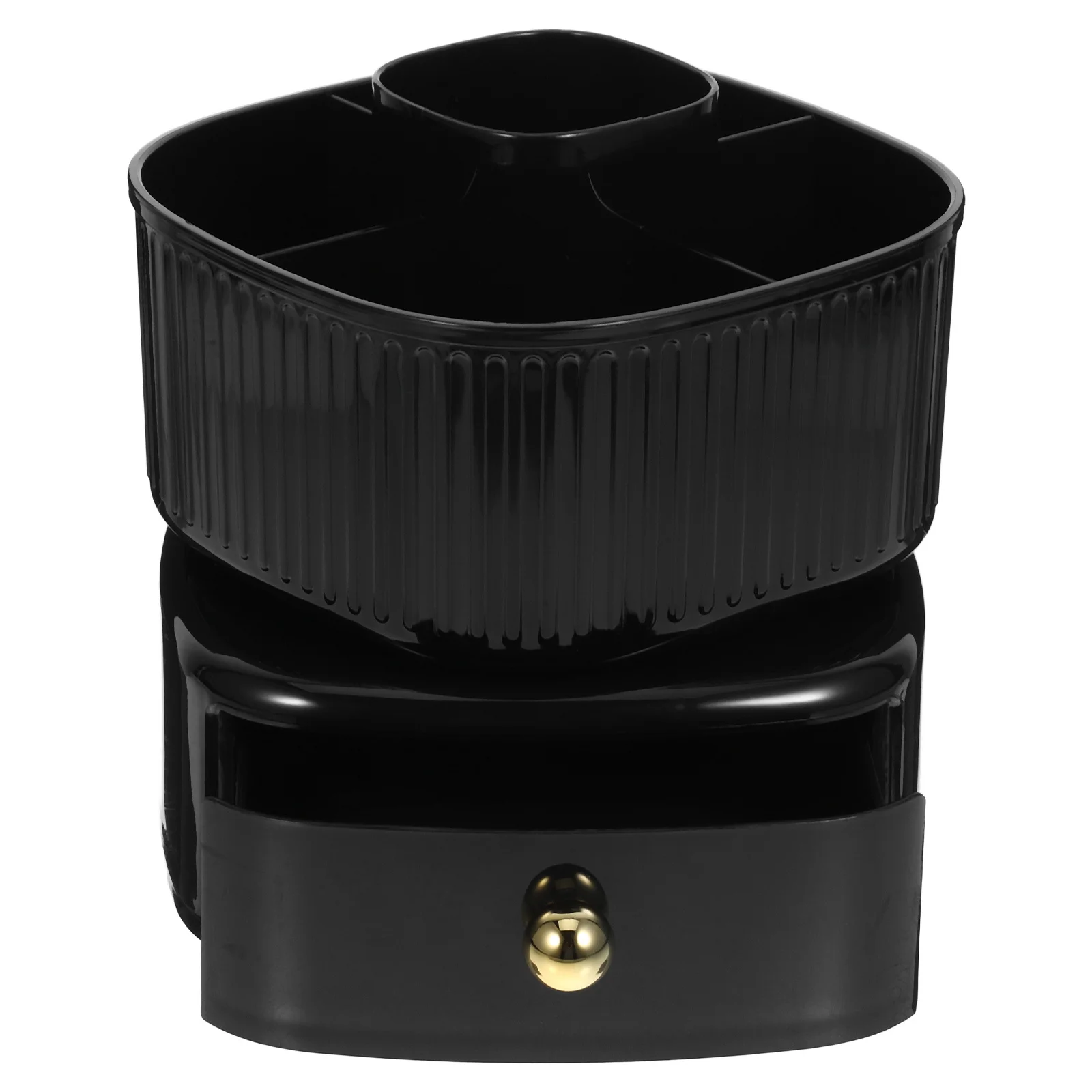 

360° Rotatable Pen Cup Makeup Brush Holder With Drawer Large Capacity Desk Organizer For Office School Home Plastic
