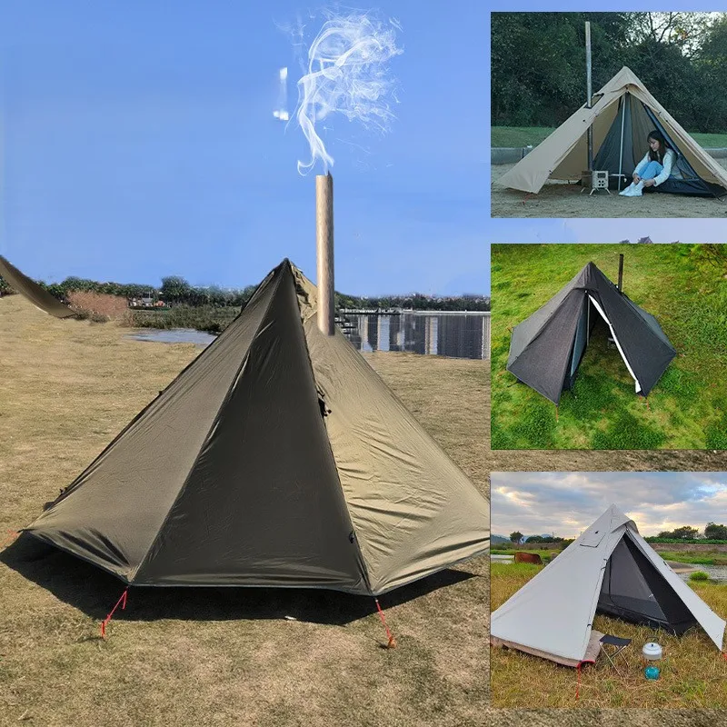 

Ultralight 1 Person Backpacking Tent, 3 Season Pyramid Tent with 3000mm Waterproof Fly, Double Layer & Stove Jack