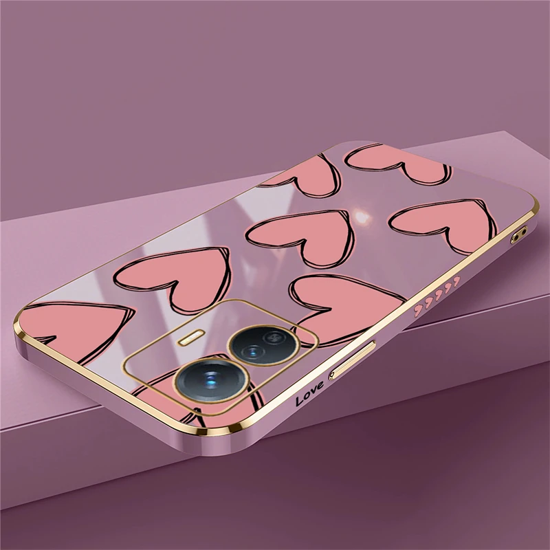 Love Heart Phone Case For Vivo V30 V29E V11 V20 V21 V23E V27E V25 Pro V5 Plus Shockproof Soft Silicone Cover Funda