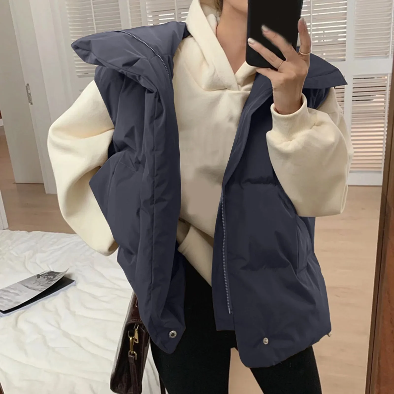 Vest Women Winter New 2023 Korean Short Outdoor Large Version Black Loose Slimming Down Cotton Vest Outerwear Winter Coat