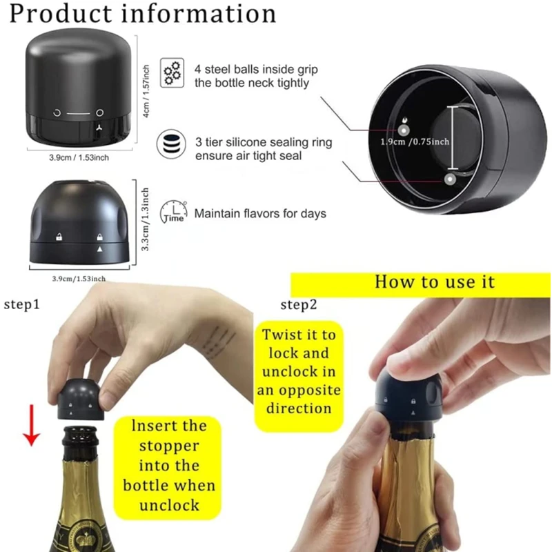 Bouchon de bouteille de vin rouge en Silicone, 2 pièces, scellé sous vide, bouchon de bouteille de Champagne, conserve la fraîcheur, outils de Bar