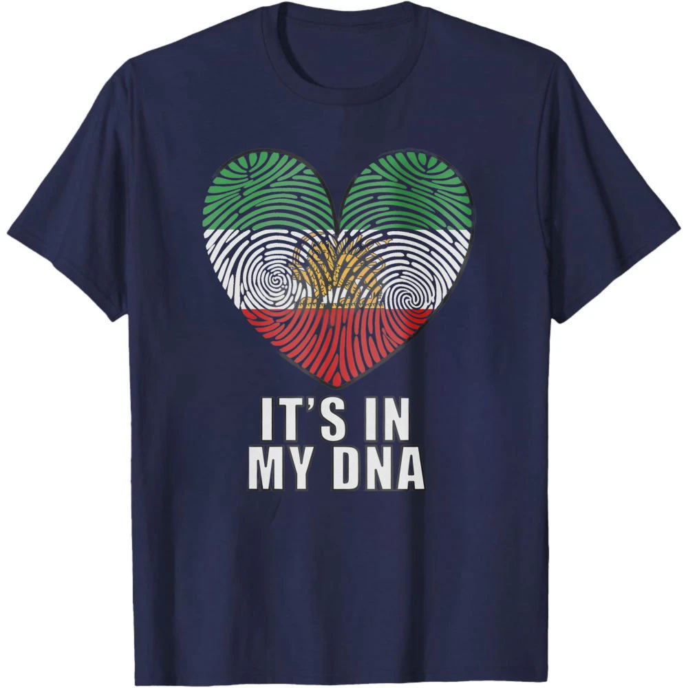 Iranian or Persian Flag Its in My DNA Heart Fingerprint Unisex T-Shirt Oversized Men Tops O-neck Fashion Vintage Clothes