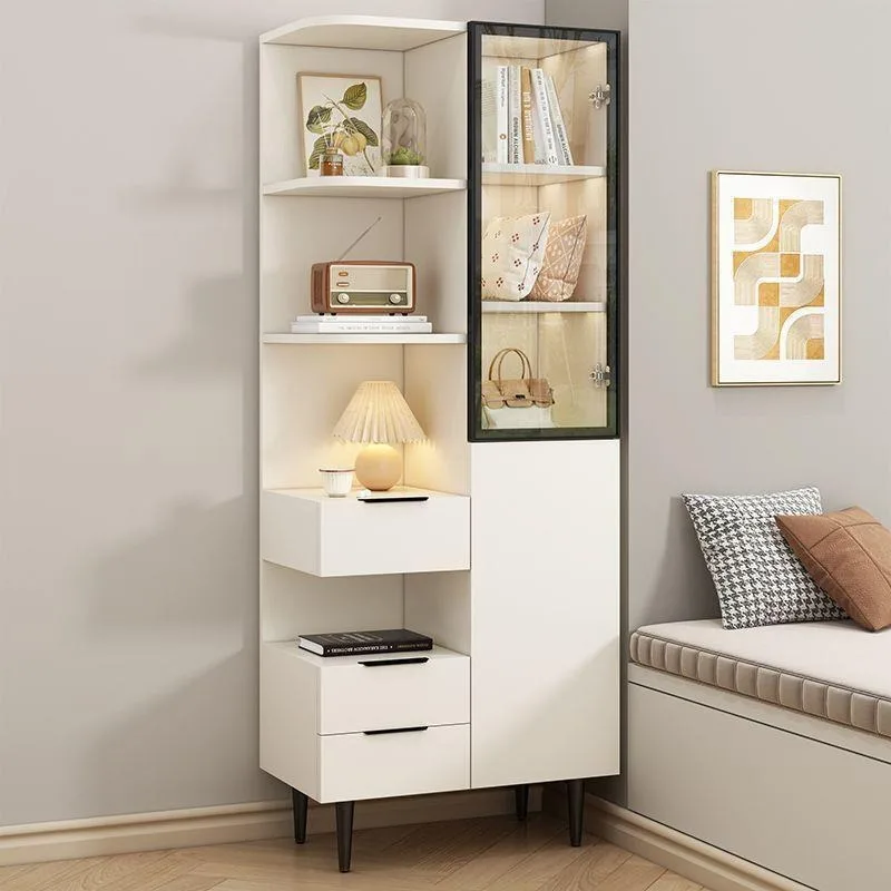 Bedside bookcase, locker, home bedroom modern simple shelf, locker, bookshelf integrated cream wind