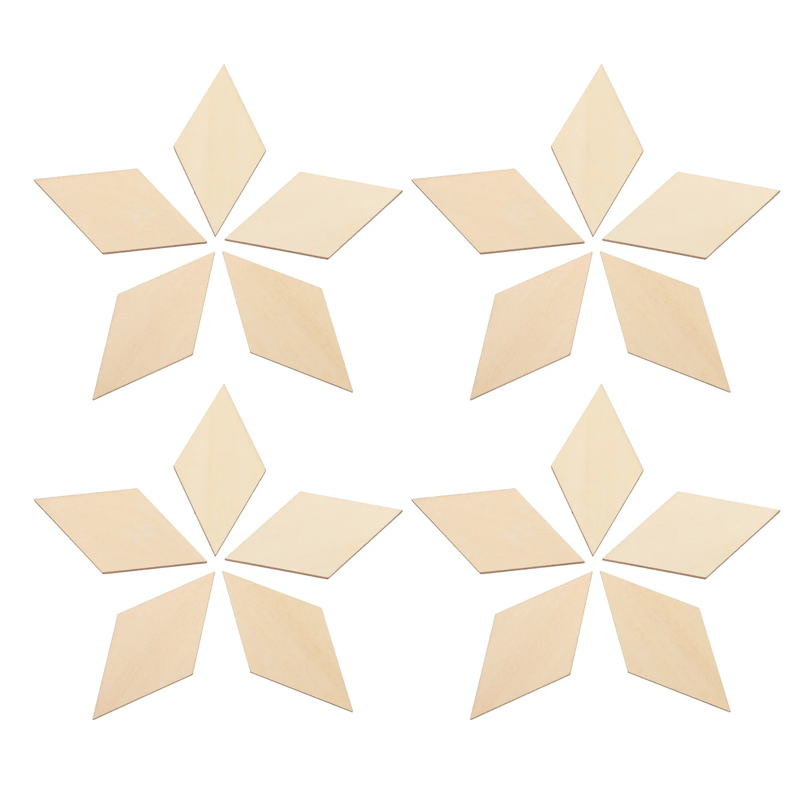 

30Pcs DIY Rhombus Wooden Slices Premium Wood Craft Materials Home Party Decor Creative Handicraft Accessories 40x80mm