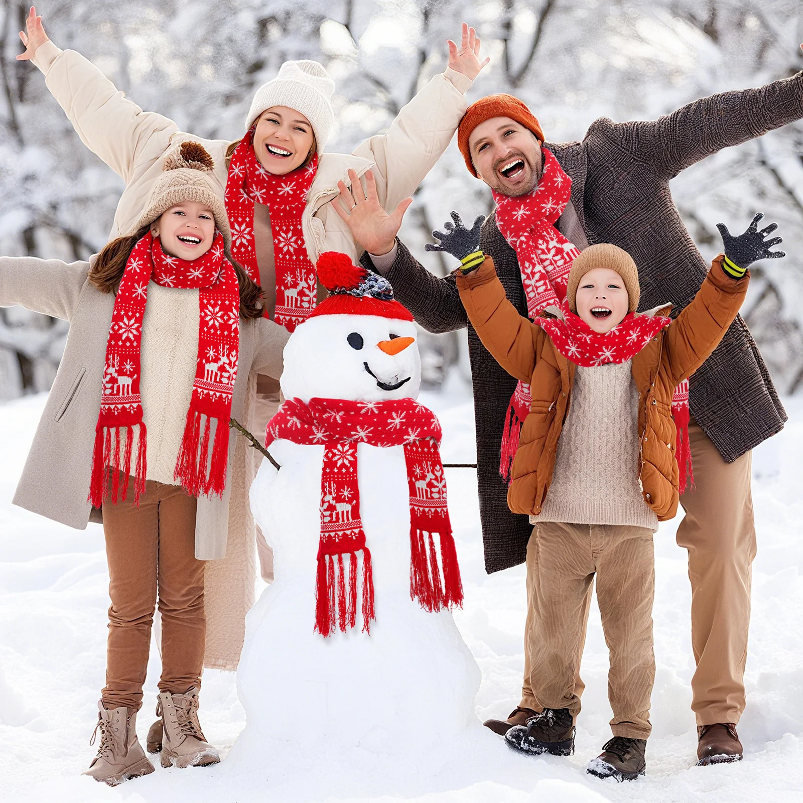 

Christmas Thicken Scarf for Women Winter Warm Long Knit Shawl Cold Protection Snowflake Dot Elk Pattern Casual Xmas Gift