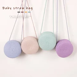 Baby Girl Fashion Casual Solid Straw Shoulder Bags Backpack Accessories Kids Children Cute Round Messenger Bag 2022 New