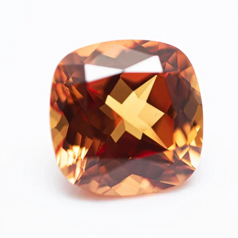 Lab Grown Sapphire Sunset Orange Color VVS1 Square Cushion Charms Beads Diy Jewelry Making Materials Selectable AGL Certificate