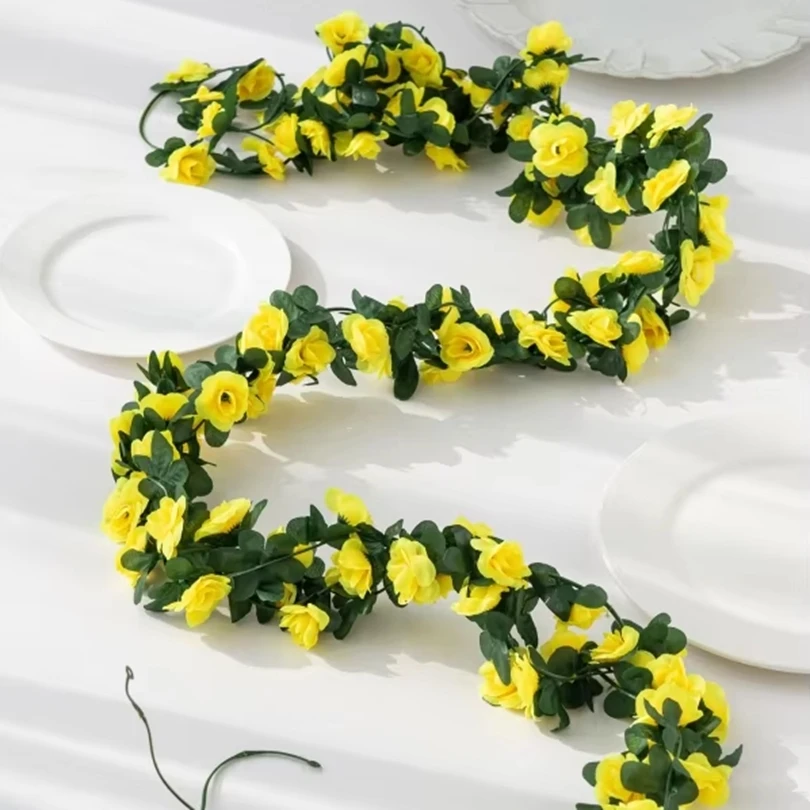 

15PCS Artificial Flowers Roses Wedding Home Rooms Table Decor Outdoor Garden Arch Bridge Railing Christmas Rattan DIY Vine Props