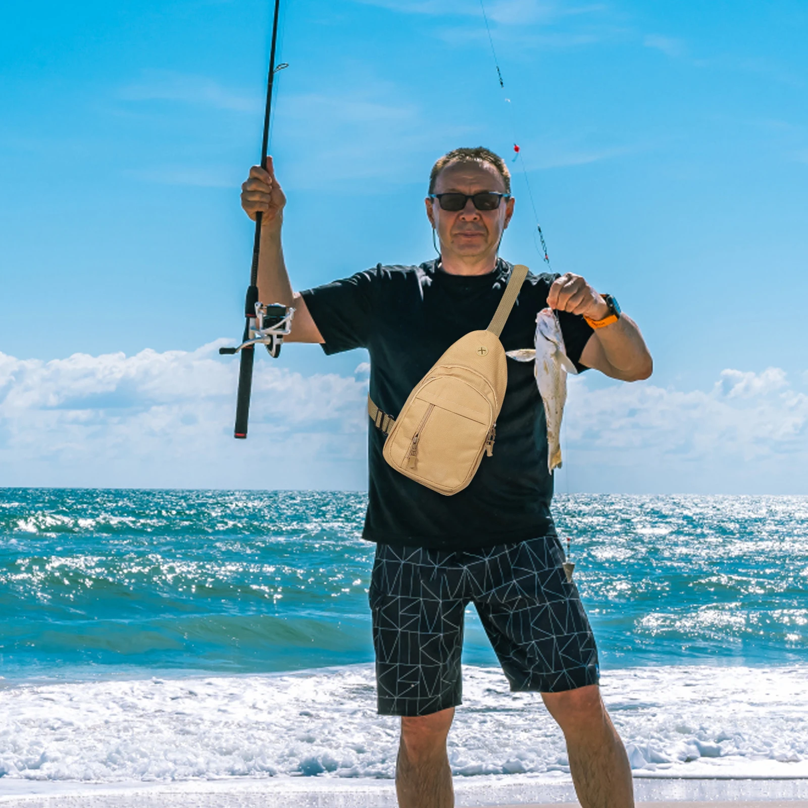 

1pcs Fishing Chest Pack Multifunctional Waterproof Tackle Bag For Outdoor Hiking Running Travel Lightweight Durable Gear