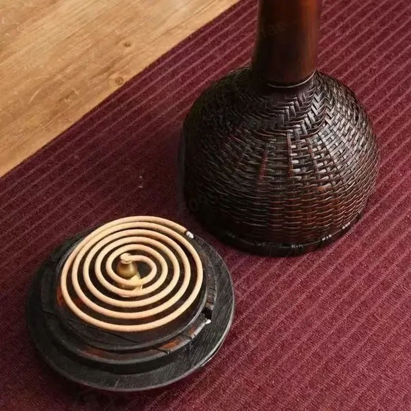Bamboo Braided Incense Burner Line Holder Zen Household Ornament for Indoor Sandalwood Agarwood Stick Cone Small Decorative