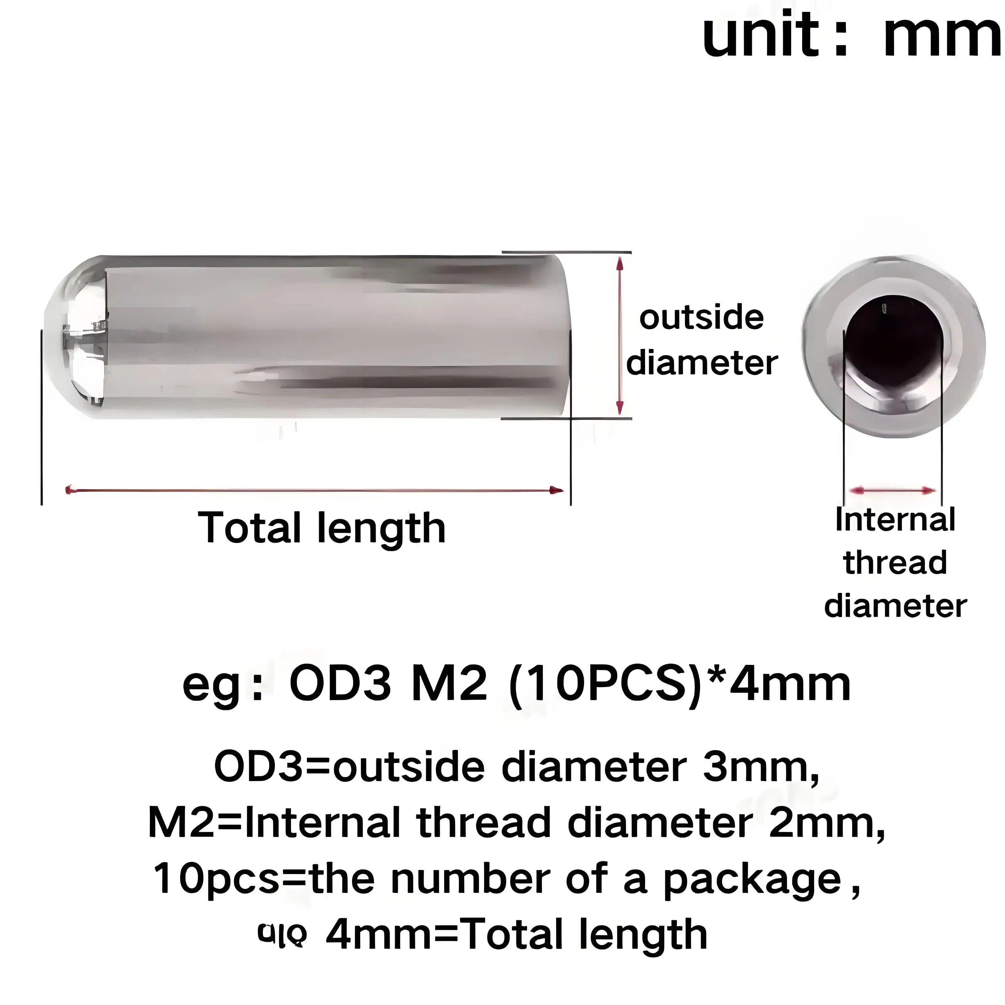 M2 M3 M4 M5 M6 Tassello Filettatura interna Vite Dado Singola testa rotonda 304 Perno cilindrico in acciaio inossidabile Perno di posizionamento hardware