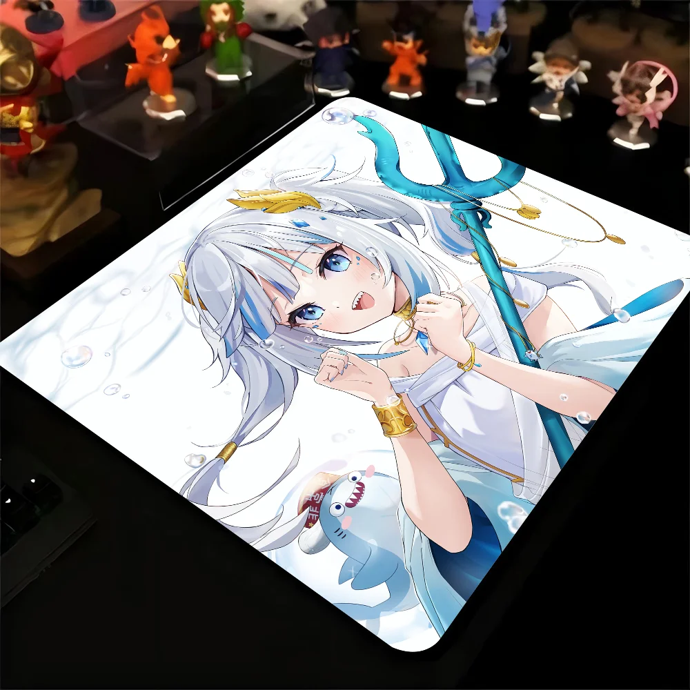 Gawr Gura Virtual Youtuber Hololive Girl Mousepad Small LockEdge Mouse Pad For Gamers Computer Desk Pad Anti-slip Rubber